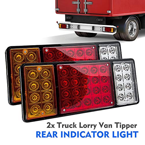 Riloer Luces Traseras LED, 2 x 36 LED 12V Luces Traseras LED Lámpara Indicadora de Parada para Camión de Remolque Material ABS Impermeable