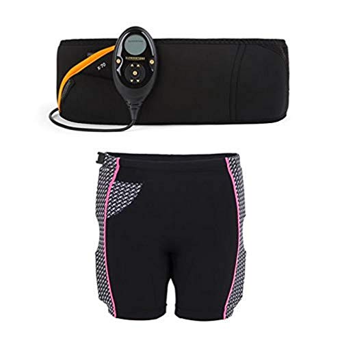 Slendertone Pack Cinturón Abs7 y Pantalones Cortos para Gluteos Electroestimulacion, Unisex-Adult, Negro, 69-119cm, 34-40