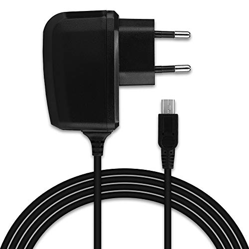 subtel® Cargador 1,2m, 2A / 2000mA Compatible con Garmin Edge, Drive, DriveAssist, DriveSmart, Nüvi, Oregon, eTrex, GPSMAP, 5V Mini USB Cable de Carga Negro Cable de alimentacion