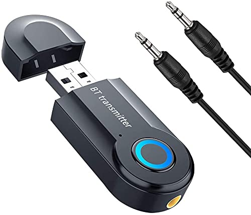 Transmisor Bluetooth, Receptor Bluetooth v5.0 para automóvil Adaptador de Audio USB inalámbrico, Conector estéreo de 3.5 mm, Adaptador Bluetooth inalámbrico para PC estéreo doméstico