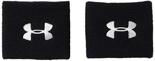 Under Armour UA Performance Wristband Pack de 2 muñequeras para Hombre, Accesorios de Entrenamiento, Negro (Black/White), Talla única