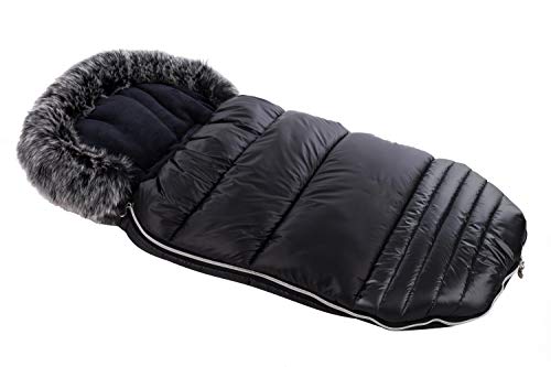 Vizaro - Saco Térmico de Invierno para Carrito o Silla de Paseo Bebé - Abriga y no suda - Gama Alta Premium - Color Negro con Forrito Pelusa Gris -