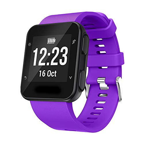 Yikamosi Compatible with Garmin Forerunner 35,Newest Soft Silicone Sport Replacement Strap for Garmin Forerunner 35 GPS Watch(Purple)