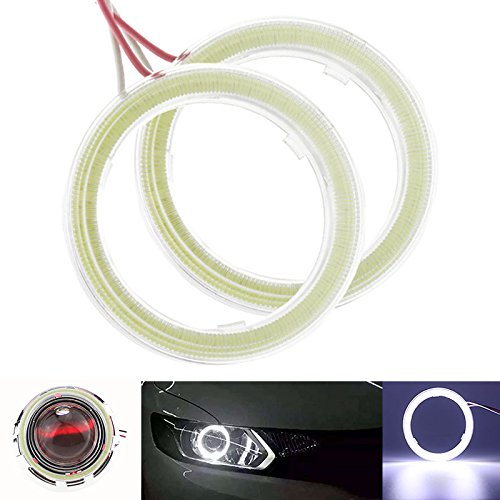 1 par de luces de ojo de ángel en forma de anillo, CC 12V, de 60 mm, con luces LED COB 45SMD, 6500K, luz blanca, con tapa incluida, de Taben.