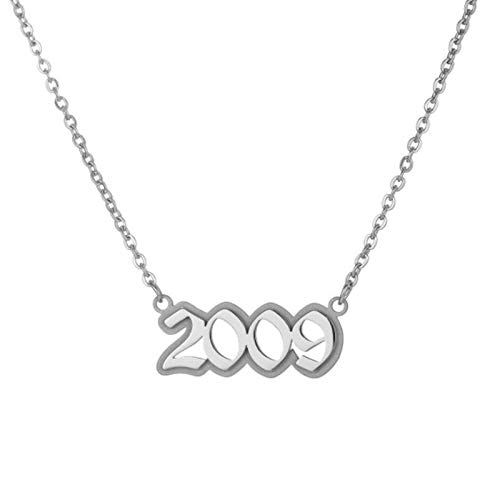2000-2021 Collar Con Números En Inglés De Acero Inoxidable, Collar Con Cadena, Collar, Cumpleaños, Personalizado, Año De Nacimiento, Collares Para Mujer-Plateado 1_2007