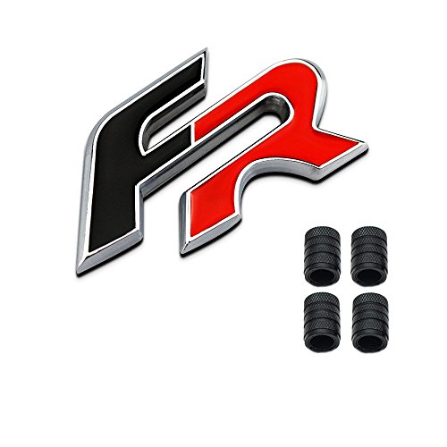 3D Metal FR Logo Etiqueta engomada del Emblema de la Insignia del Coche + 4 Unids Estilo Moleteado con Tapas de Válvulas de Núcleo de Plástico para el Coche Universal Accesorios Decorativos