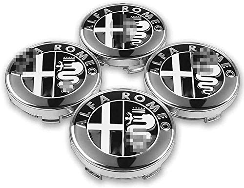 4 Piezas Tapas centrales, para Alfa Romeo Giulietta Spider Giulia Mito 147 156 Coche Central Llanta Rueda Cubre Embellecedor Insignia