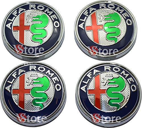 4 tapas para tapacubos Alfa Romeo Giulietta 159 146 156 Brera Mito Fregi Llantas 60 mm (Verde verde)