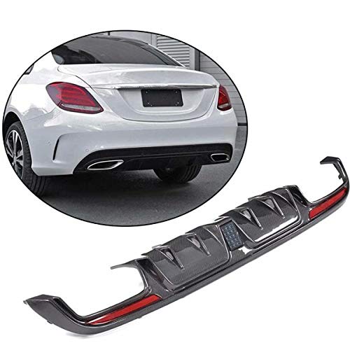 adapta a Mercedes Benz Clase C W205 Sport C200 C250 C300 C350 C400 C43 AMG Sedan 2014-2019 Kits de carrocería de alerón para difusor de labios de parachoques trasero (silenciador cuadrado Twin Out)