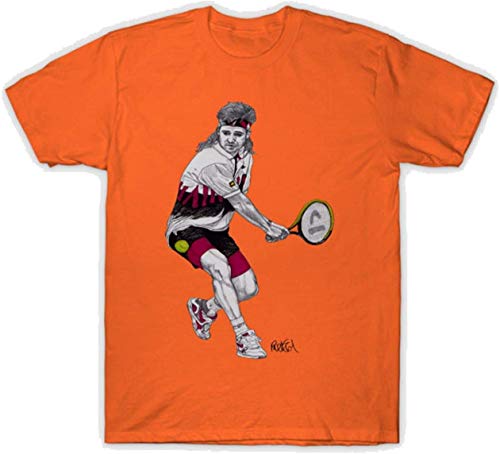 Ahdhfsyhd Men's Andre Agassi Graphic Design Funny Tshirt White,Orange,Large