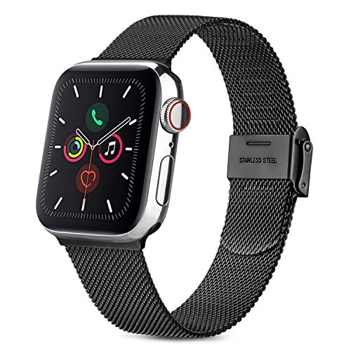 AK - Correa compatible con Apple Watch de 44 mm, 42 mm, 40 mm, 38 mm, con cierres de hebilla ajustables para iWatch Series 6/5/4/3/2/1/SE (42 mm/44 mm), color negro AK - Correa compatible con Apple Watch de 44 mm, 42 mm, 40 mm, 38 mm, con cierres de hebilla ajustables para iWatch Series 6/5/4/3/2/1/SE (42 mm/44 mm), color negro