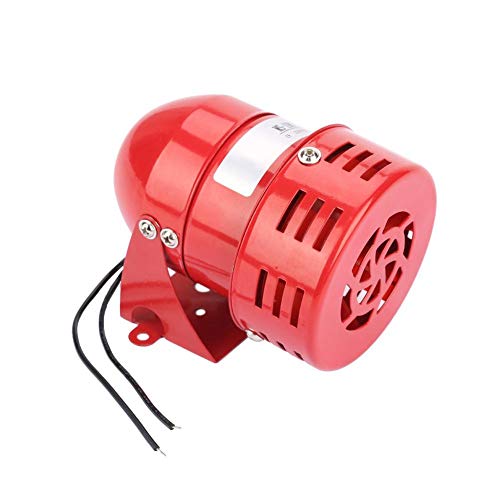 Akozon MS-190 220V Red Sonido continuo Sirena del zumbador 120DB Motor Viento Alarma Mini alarma de motor de metal rojo Sonido industrial eléctrico Protección contra el robo MS 190