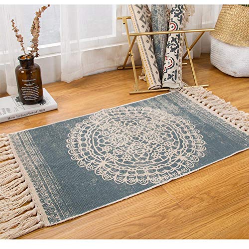 Alfombra impresa Kilim de algodón bohemio, colchoneta junto a la cama de un dormitorio vivo Manta retro de borla de famosos Alfombra impresa Kilim de algodón bohemio, colchoneta junto a la cama de un dormitorio vivo Manta retro de borla de famosos