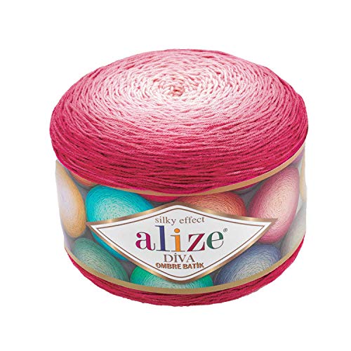 Alize Diva Ombre Batik Efecto Sedoso 100% Microfibra Acrílico Hilo Crochet Arte Encaje Craft 1 skn 250gr 957yds Hilo de tejer a mano (7367)