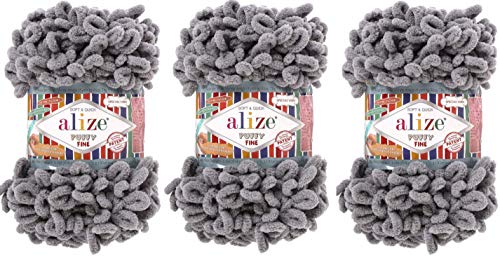 Alize Puffy - Ovillo de lana para manta de bebé (300 g, 100% micropoliéster, hilo de lana suave para tejer a mano)