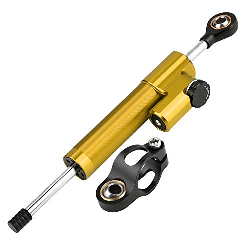 Amortiguador de dirección - Estabilizador de amortiguador de dirección de aleación de aluminio universal para motocicleta(dorado + negro)