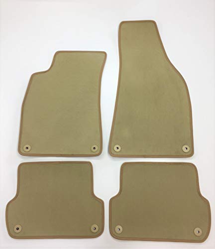 ASC A4 B6 B7 2001-2007 Alfombrillas de coche de terciopelo beige con botones ASC A4 B6 B7 2001-2007 Alfombrillas de coche de terciopelo beige con botones
