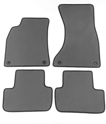 ASC A4 B8 2007-2015 - Alfombrillas de coche de terciopelo gris claro con botones ASC A4 B8 2007-2015 - Alfombrillas de coche de terciopelo gris claro con botones