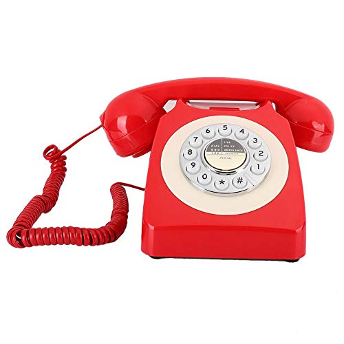 ASHATA Teléfono con Cable Retro, teléfonos Antiguos clásicos Retro Antiguos con Pantalla de identificación de Llamada Volver a marcar Teléfono de Escritorio Fijo con Manos Libres