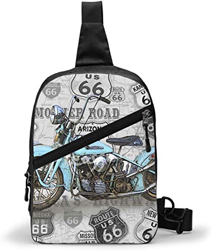 Bolso bandolera vintage para motocicleta en la ruta 66, bandolera para hombro, para exteriores, senderismo, viajes, bolsa de bolsillo personal para mujeres, hombres, resistencia al agua Bolso bandolera vintage para motocicleta en la ruta 66, bandolera para hombro, para exteriores, senderismo, viajes, bolsa de bolsillo personal para mujeres, hombres, resistencia al agua