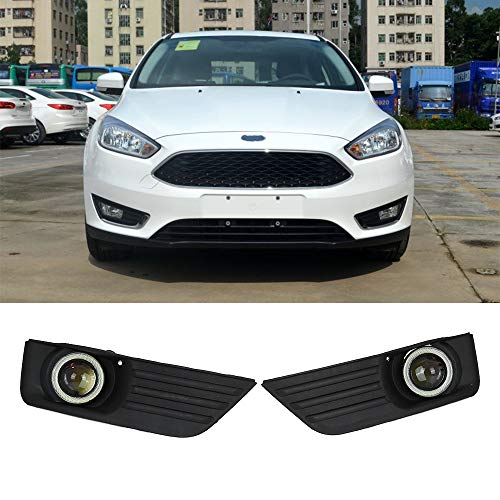 Bumper Foglight Grille 2X Blanco Delantero Parachoques Delantero Rejillas Angel Eyes Niebla Lámpara De Luz Grill W/Alambres En Fit For Ford Focus 2005 Caliente, Luz De Niebla Parachoques