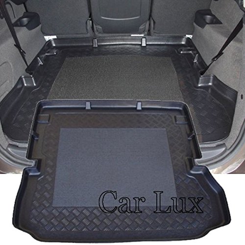 Car Lux AR00404 - Alfombra Bandeja Cubeta Protector cubre maletero a medida para Grand Scenic III 7 plazas desde 2009- con antideslizante