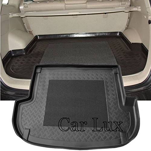Car Lux AR01740 - Alfombra Bandeja Cubeta Protector cubre maletero a medida con antideslizante para Santa Fe II de 5 Plazas