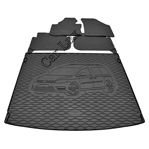 Car Lux AR05949 - Protector alfombra maletero + Alfombras Alfombrillas de goma a medida para Caddy desde 2004-