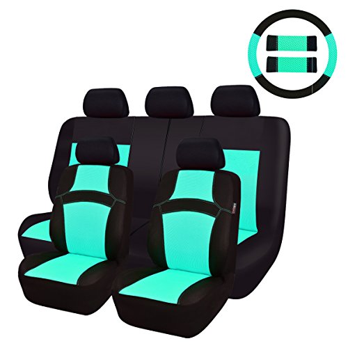 CAR PASS 14 PC Juego completo de fundas para asientos de coche fundas frontales y traseras con reposacabezas con volante cubierta CAR PASS 14 PC Juego completo de fundas para asientos de coche fundas frontales y traseras con reposacabezas con volante cubierta