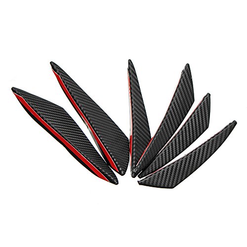 ChaRLes 6Pcs Universal Fibra De Carbono Spoiler Delantero Parachoques Aletas Spoiler Canards Reponer Spoiler Del Coche Ala