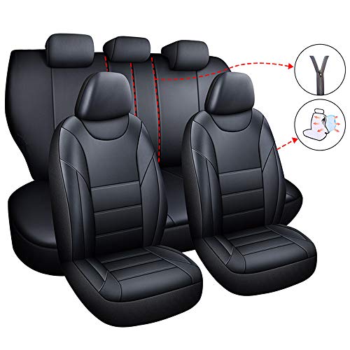 chifeng Juego de fundas para asientos de coche, de piel sintética, 5 asientos, protección para Renault Captur Clio Kadjar Laguna (negro)