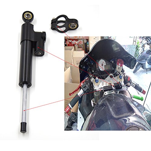 CNC Amortiguador de dirección Estabilizador Regulable para Ducati Aprilia Honda Kawasaki Suzuki Yamaha BMW Monster Universal 240mm Negro CNC Amortiguador de dirección Estabilizador Regulable para Ducati Aprilia Honda Kawasaki Suzuki Yamaha BMW Monster Universal 240mm Negro