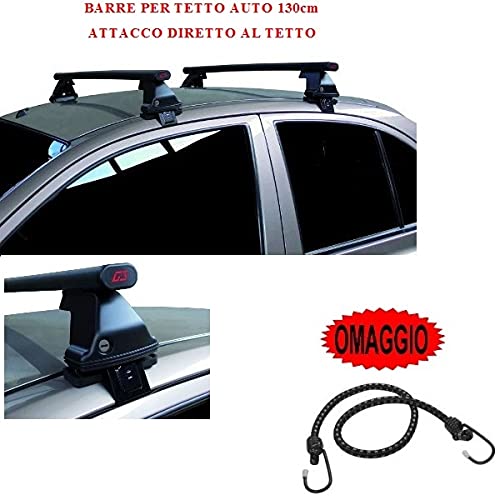 Compatible con Alfa Romeo Stelvio 5p 2020 (68.099) Barras Rack DE Techo para Coche Barra DE 130CM para Coches con Accesorio Directo AL Techo SIN BARANDA Rack DE Techo Acero Negro