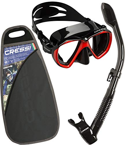 Cressi Ranger & Dry Kit máscara Tubo, Unisex Adulto, Negro/Rojo, Talla Única