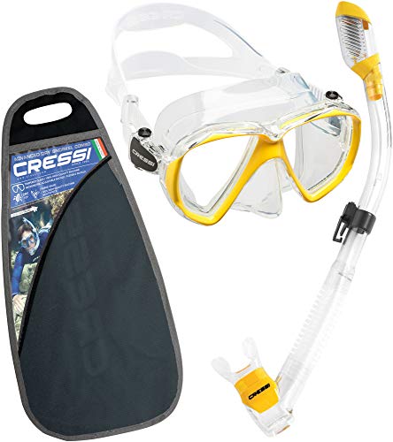 Cressi Ranger & Dry Kit máscara Tubo, Unisex Adulto, Transparente/Amarillo, Talla Única