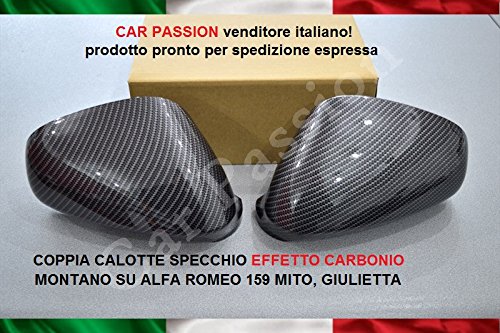 Cubierta de espejo retrovisor para puerta con efecto de acabado en fibra de carbono, par izquierdo y derecho Cubierta de espejo retrovisor para puerta con efecto de acabado en fibra de carbono, par izquierdo y derecho