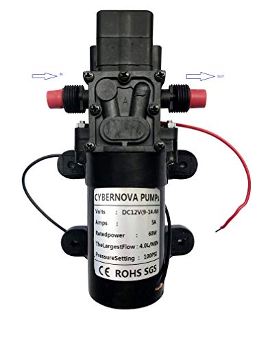 CYBERNOVA Bomba autocebante de diafragma de alta presión de agua dulce de DC 12 V 100 PSI 4,5 l/m con interruptor de presión Caravana/Barco/RV/Jardín (3210)