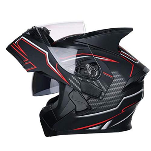 Doble Lente Flip Up Cascos de Motocross con Sol Interno Visor Profesional Modular Racing Casco Abs Material Seguridad Full Face Cascos de Motocicleta