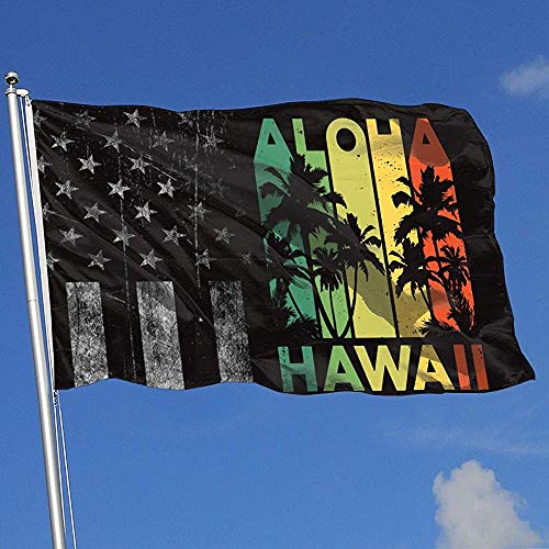 Elaine-Shop Banderas Exteriores gastadas Bandera de EE. UU. Aloha Hawaii Bandera de 4 * 6 pies para decoración del hogar fanático de los Deportes fútbol Baloncesto béisbol Hockey