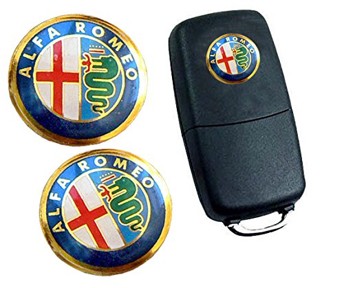 EU x2 Pegatinas Emblema ADESIVO Logo Alfa Romeo para Mando Llave 14mm Llavero Coche Moto