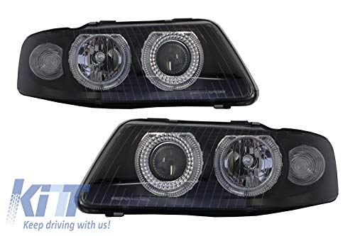 Faros delanteros para Audi A3 09.00 – 05.03 Angel Eyes, color negro