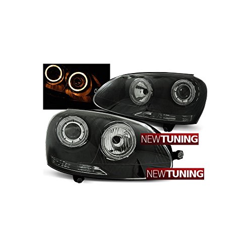 Faros delanteros para Volkswagen Golf 5 10.03-09 Angel Eyes, color negro