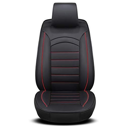 Funda de asiento delantero para coche Protector de asiento de conductor de cuero universal Compatible con airbag Almohadilla de estaciones impermeable para todos,Negro