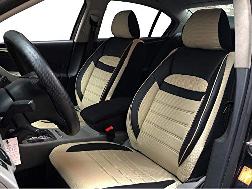 Fundas de asiento K-Maniac para Mercedes Clase A W177, universales, color negro y beige, fundas para asientos delanteros, accesorios para el interior, V2509251, tuning de coche, fundas de asiento