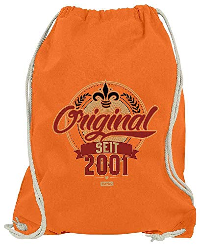 Hariz - Bolsa de Deporte Original Desde 2001, 18 cumpleaños, años Completo, 18 Tarjetas de Regalo, Color Naranja, tamaño Talla única