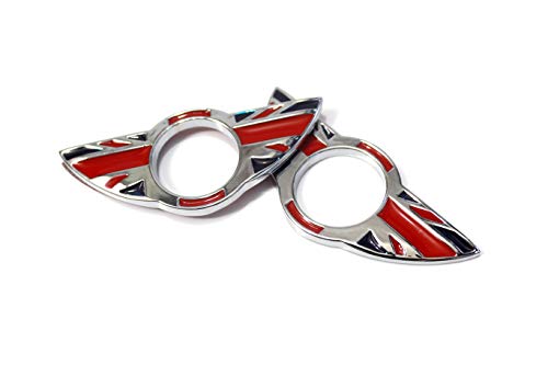 HDX 2 piezas de anillos con emblema de ala para cerradura de puerta, cubiertas de pomos para Mini Cooper R60 Countryman R61 Paceman (rojo de la bandera británica)