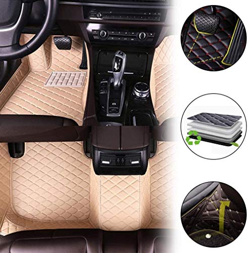 HIZH Alfombrillas de Coche (Delanteras + traseras) Alfombrillas de Coche para B M W Mini One R52 Accesorios de Coche Antideslizantes, Beige