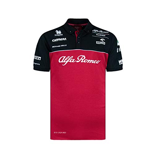 IVY OXFORD Réplica Alfa Romeo Racing Team F1 Race Technical Polo Camiseta 2020 – Hombre Red & Black XL