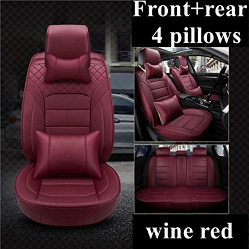 JYPZSH Funda De Asiento De Coche Universal para Volkswagen Passat B6 Passat B8 Golf 4 Golf 5 Passat B5 Golf 7 Tiguan Polo Golf Mk4 VW Golf 5 Golf 6 Amark -Wine Red Deluxe