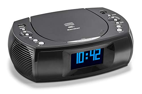 Karcher UR 1309D - Radio Despertador con Reproductor de MP3 / CD y Radio Dab+ / FM (20 presintonías Cada una) – Despertador con Alarma Dual, Cargador USB y función de Copia de Seguridad de batería